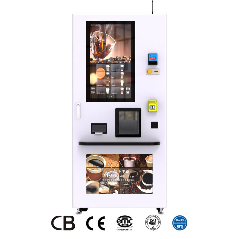 Máy bán cà phê nóng, lạnh, các loại nước trái cây, trà sữa và làm nước đá tự động với màn hình cảm ứng